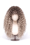 Deep Curl Echthaarperücke mit Pony