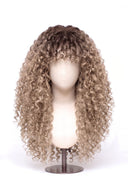 Deep Curl Echthaarperücke mit Pony