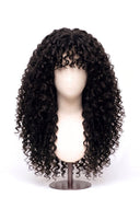 Deep Curl Echthaarperücke mit Pony
