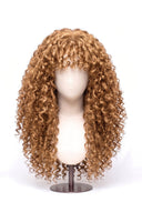 Deep Curl Echthaarperücke mit Pony