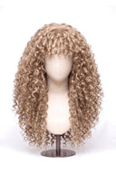 Deep Curl Echthaarperücke mit Pony