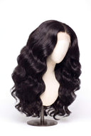 Body Wave Glueless Human Hair Wig in Shade 1 Noire Absolu, Jet Black, by Kora Strand
