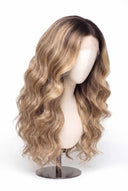 Body Wave Glueless Human Hair Wig in Shade T4-8/613 Rooted Ivory, Brown-Rooted Blonde Balayage, by Kora Strand