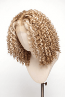Deep Curl Bob Glueless Human Hair Wig in Shade 613/27 Golden Cream, Light and Honey Blonde Highlights and Lowlights, by Kora Strand