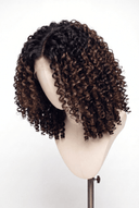 Deep Curl Bob Glueless Human Hair Wig in Shade T2-2/4 Cocoa Melt, Dark to Medium Brown Highlights and Lowlights, by Kora Strand