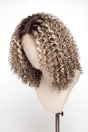 Deep Curl Bob Glueless Human Hair Wig in Shade T4-8/613 Rooted Ivory, Brown-Rooted Blonde Balayage, by Kora Strand