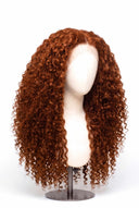 Deep Curl Glueless Human Hair Wig in Shade 350 Copper Sol, Ginger Copper Red, by Kora Strand