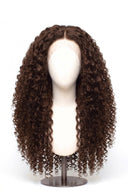 Deep Curl Glueless Human Hair Wig in Shade 4 Cacao Riche, Chocolate Brown, by Kora Strand