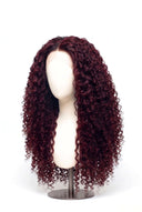 Deep Curl Glueless Human Hair Wig in Shade 99J Wine Ink, Deep Burgundy Wine Red, by Kora Strand