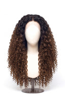 Deep Curl Glueless Human Hair Wig in Shade T1B/4 Noire Melt, Off Black to Chocolate Brown Balayage, by Kora Strand
