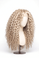 Deep Curl Layered Glueless Human Hair Wig in Shade 18/60 Pearl Grain, Beige and Creamy Blonde Highlights and Lowlights, by Kora Strand