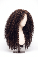 Deep Curl Layered Glueless Human Hair Wig in Shade 2/6 Espresso Chestnut, Dark and Chestnut Brown Highlights and Lowlights, by Kora Strand