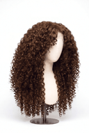 Deep Curl Layered Glueless Human Hair Wig in Shade 6 Maple Brun, Light Chestnut Brown, by Kora Strand