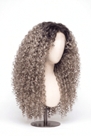 Deep Curl Layered Glueless Human Hair Wig in Shade T5/20 Mink Root, Rooted Ash Brown to Ash Blonde Balayage, by Kora Strand