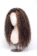 Deep Wave Glueless Human Hair Wig in Shade 4/27 Riviera Brun, Medium Brown and Honey Blonde Highlights and Lowlights, by Kora Strand