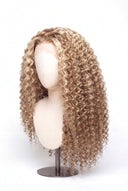 Deep Wave Glueless Human Hair Wig in Shade 613/27 Golden Cream, Light and Honey Blonde Highlights and Lowlights, by Kora Strand