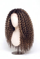Deep Wave Glueless Human Hair Wig in Shade T2-2/18 Espresso Halo, Dark Brown to Warm Beige Blonde Balayage, by Kora Strand