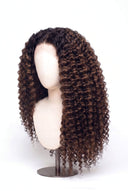 Deep Wave Glueless Human Hair Wig in Shade T2-2/4/6 Brun Tissé, Multi-Tonal Brunette Highlights and Lowlights, by Kora Strand