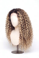 Deep Wave Glueless Human Hair Wig in Shade T4-8/613 Rooted Ivory, Brown-Rooted Blonde Balayage, by Kora Strand