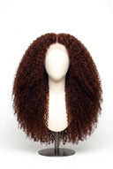 Kinky Curly Glueless Human Hair Wig in Shade 33 Auburn Éclat, Dark Auburn Copper Red, by Kora Strand
