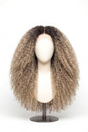 Kinky Curly Glueless Human Hair Wig in Shade T8/60 Ash Bronde, Ash Brown to Ash Beige Blonde Balayage, by Kora Strand