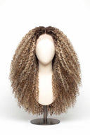 Kinky Curly Glueless Human Hair Wig in Shade T8-8/60 Vanilla Drift, Butter and Icy Blonde Highlights and Lowlights, by Kora Strand