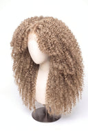 Kinky Curly Layered Glueless Human Hair Wig in Shade 60 Ecru Pearl, Frosted Ash Beige Blonde, by Kora Strand