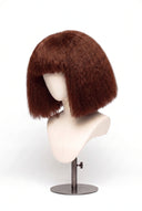 Kinky Straight Bob Fringe Glueless Human Hair Wig in Shade 33 Auburn Éclat, Dark Auburn Copper Red, by Kora Strand