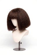 Kinky Straight Bob Fringe Glueless Human Hair Wig in Shade 4 Cacao Riche, Chocolate Brown, by Kora Strand