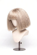 Kinky Straight Bob Fringe Glueless Human Hair Wig in Shade 60 Ecru Pearl, Frosted Ash Beige Blonde, by Kora Strand