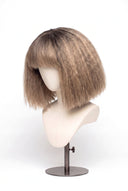 Kinky Straight Bob Fringe Glueless Human Hair Wig in Shade T8/60 Ash Bronde, Ash Brown to Ash Beige Blonde Balayage, by Kora Strand