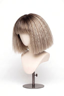 Kinky Straight Bob Fringe Glueless Human Hair Wig in Shade T8-8/60 Vanilla Drift, Butter and Icy Blonde Highlights and Lowlights, by Kora Strand