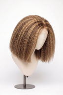 Kinky Straight Bob Glueless Human Hair Wig in Shade 6/27 Honeywood, Light Brown and Honey Blonde Highlights and Lowlights, by Kora Strand