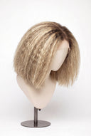 Kinky Straight Bob Glueless Human Hair Wig in Shade T4-8/613 Rooted Ivory, Brown-Rooted Blonde Balayage, by Kora Strand