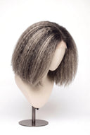 Kinky Straight Bob Glueless Human Hair Wig in Shade T5-5/55 Ash Halo, Rooted Ash Brown with Light Ash Blonde Highlights, by Kora Strand