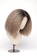 Kinky Straight Bob Glueless Human Hair Wig in Shade T5-9/55 Stone Melt, Rooted Ash Brown to Light Ash Blonde Balayage, by Kora Strand