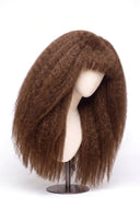 Kinky Straight Fringe Glueless Human Hair Wig in Shade 6 Maple Brun, Light Chestnut Brown, by Kora Strand