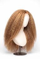 Kinky Straight Glueless Human Hair Wig in Shade 27/30 Apricot Flame, Golden Copper Blonde Highlights and Lowlights, by Kora Strand