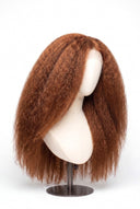Kinky Straight Glueless Human Hair Wig in Shade 30 Smoked Amber, Light Auburn with Copper Gold Undertones, by Kora Strand