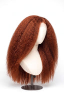 Kinky Straight Glueless Human Hair Wig in Shade 350 Copper Sol, Ginger Copper Red, by Kora Strand