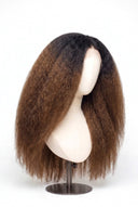 Kinky Straight Glueless Human Hair Wig in Shade T1B/4 Noire Melt, Off Black to Chocolate Brown Balayage, by Kora Strand