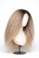 Kinky Straight Glueless Human Hair Wig in Shade T8/60 Ash Bronde, Ash Brown to Ash Beige Blonde Balayage, by Kora Strand