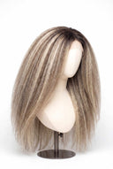 Kinky Straight Glueless Human Hair Wig in Shade T8-8/60 Vanilla Drift, Butter and Icy Blonde Highlights and Lowlights, by Kora Strand
