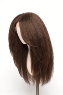 Kinky Straight Layered Glueless Human Hair Wig in Shade 4 Cacao Riche, Chocolate Brown, by Kora Strand