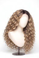 Loose Wave Glueless Human Hair Wig in Shade T4-8/613 Rooted Ivory, Brown-Rooted Blonde Balayage, by Kora Strand