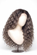 Loose Wave Glueless Human Hair Wig in Shade T5-9/55 Stone Melt, Rooted Ash Brown to Light Ash Blonde Balayage, by Kora Strand