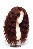 Loose Wave Layered Glueless Human Hair Wig in Shade 33 Auburn Éclat, Dark Auburn Copper Red, by Kora Strand