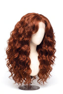 Loose Wave Layered Glueless Human Hair Wig in Shade 350 Copper Sol, Ginger Copper Red, by Kora Strand