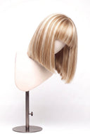 Silk Straight Bob Fringe Glueless Human Hair Wig in Shade 613/27 Golden Cream, Light and Honey Blonde Highlights and Lowlights, by Kora Strand
