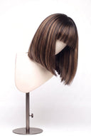 Silk Straight Bob Fringe Glueless Human Hair Wig in Shade T2-2/4/6 Brun Tissé, Multi-Tonal Brunette Highlights and Lowlights, by Kora Strand